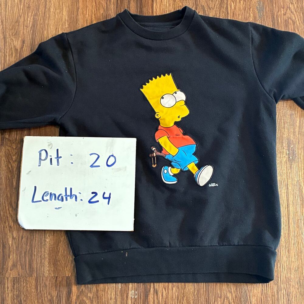 Pull & Bear The Simpsons Bart Graphic Sweatshirt Black Size Small - Picture 4 of 8
